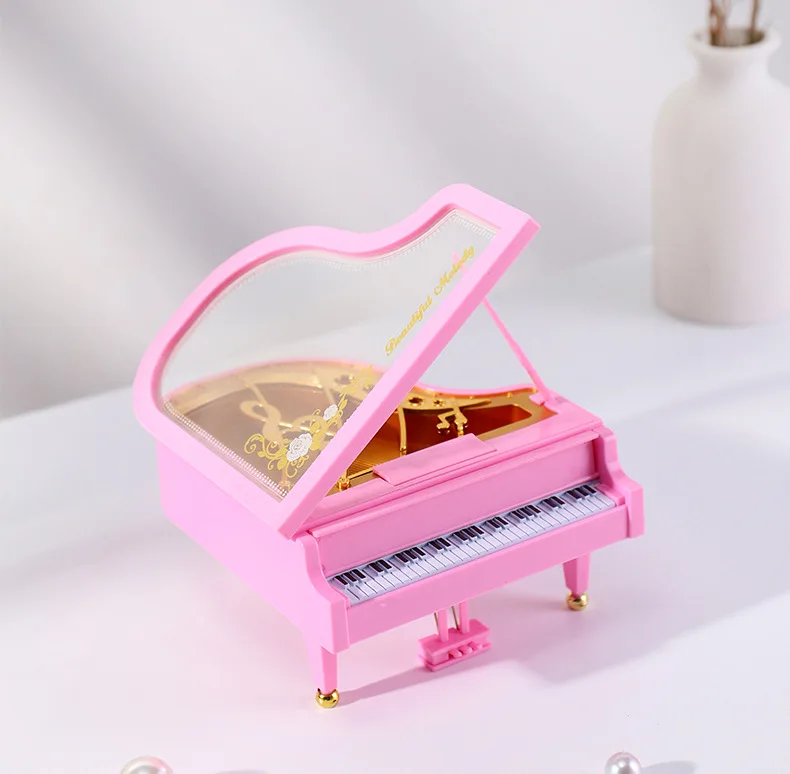 Caixa de Música Criativa em Formato de Piano, Caixa de Música Clássica Romântica para Piano MDUG (rosa 1)