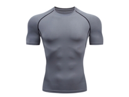 Camiseta De Compressão Masculina Manga Curta Dry Cool Para Treino Esportivo Academia Cinza M