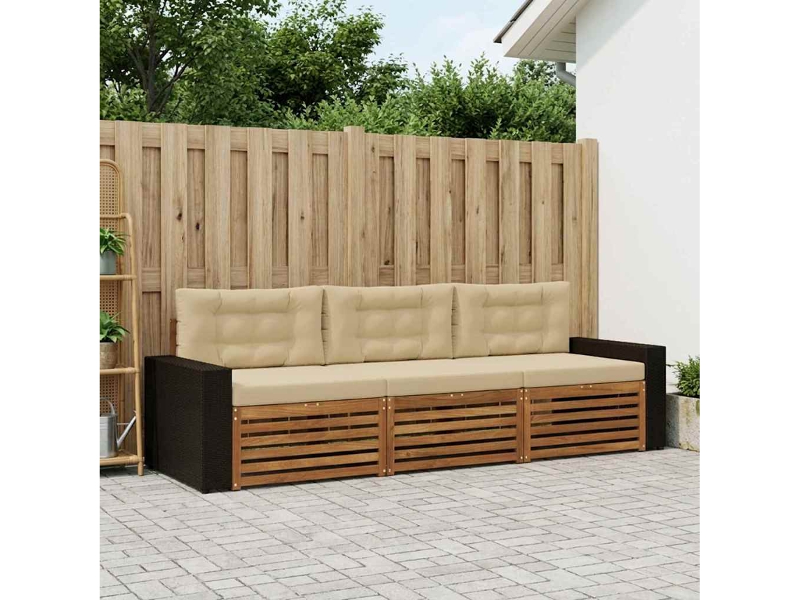 Vidaxl Conjunto De Sofás Para Exterior 3 Unid. Natural E Bege