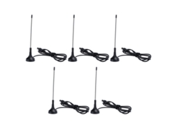 Kit De 5 Antenas Dvb-t Hdtv Digital 1080p Vhf Uhf 5dbi Com Ventosa Para Tv