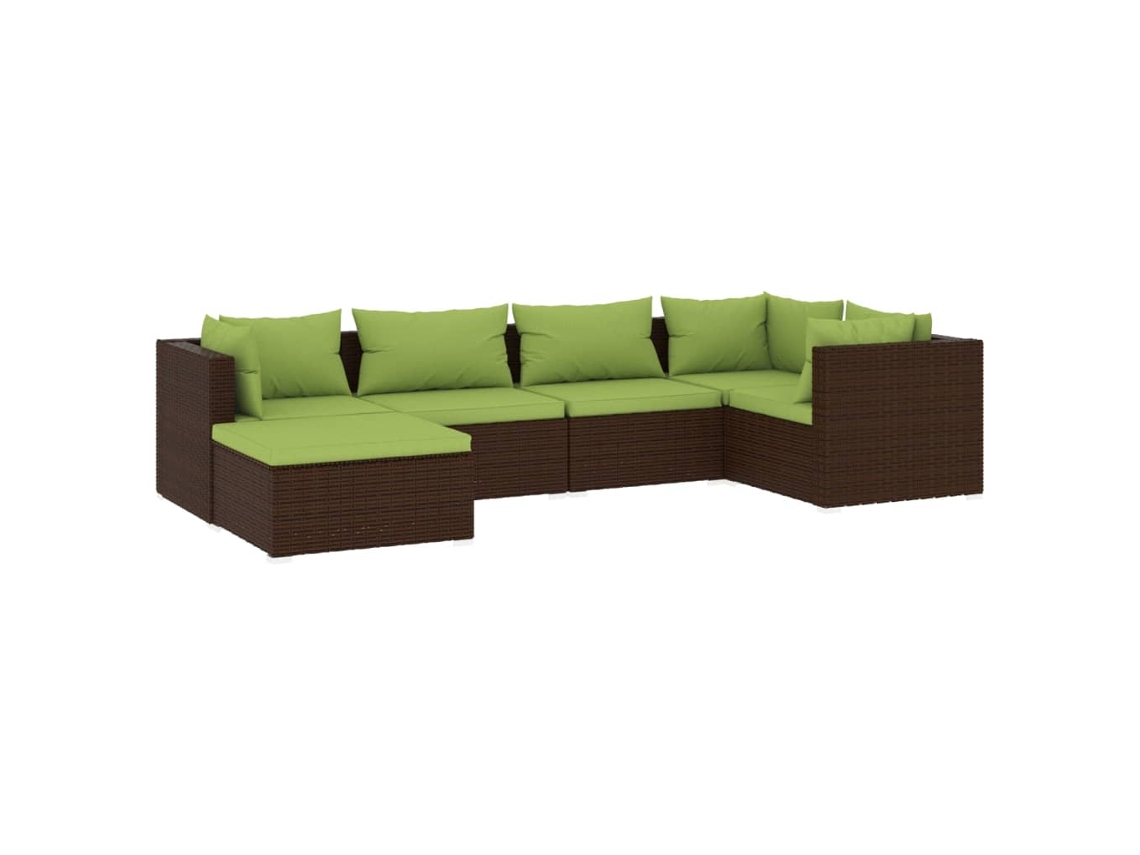Maison Exclusive - 6 Pcs Conjunto Lounge Jardim C/ Almofadões Vime Pe Castanho
