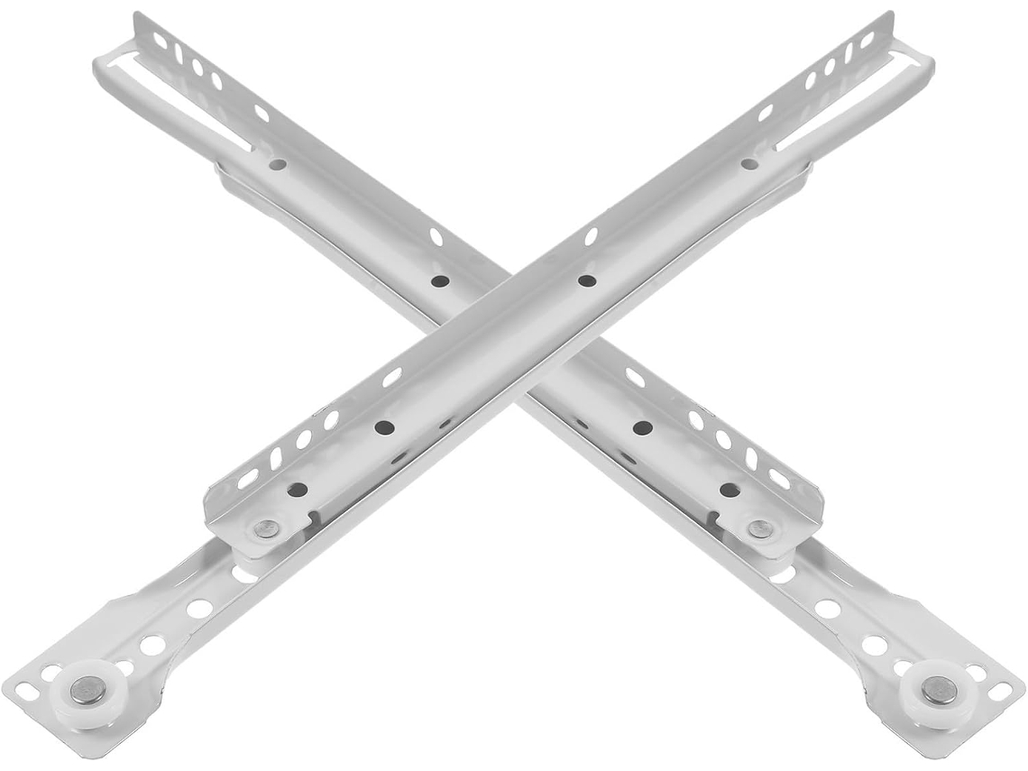 Fomiyes 2-conjuntos De Corrediças Para Gaveta Teclado Com Rolamentos, Rodas De Nylon E Ferro Branco, Para Gavetas De