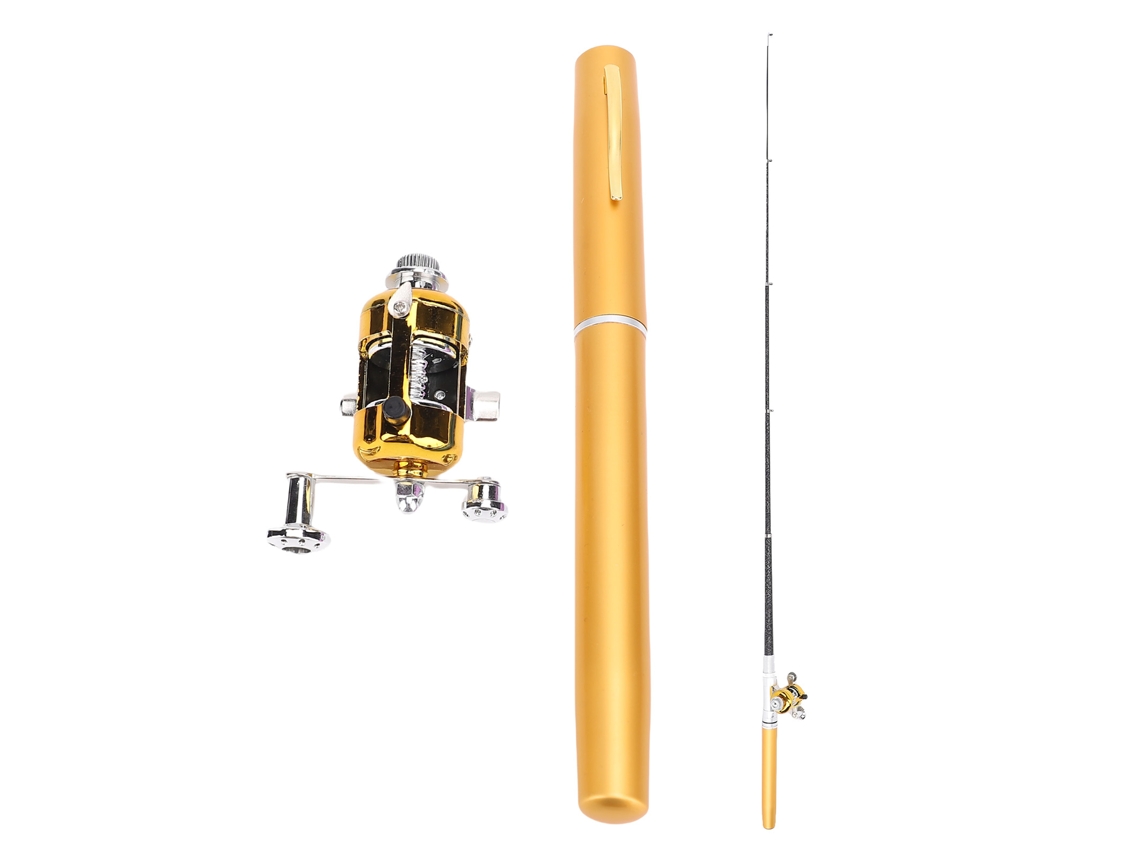 Vara de Pesca Pen Leve Resistente com Molinete Ouro 21cm