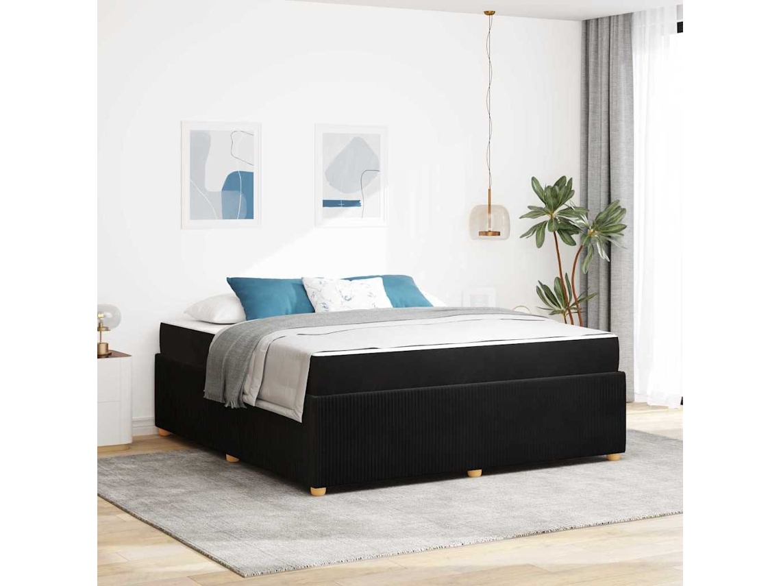 Vidaxl Estrutura Da Cama Com Colchão Preto 180 X 200 Cm Tecido