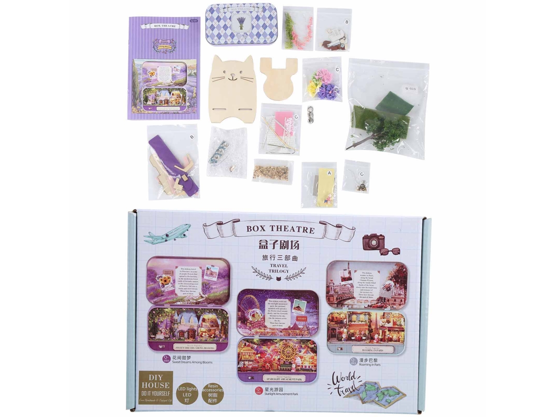 Primerox kit Casa de Bonecas de Madeira Diy com Luz Led Miniatura Presente de Natal Brinquedo para Crianças