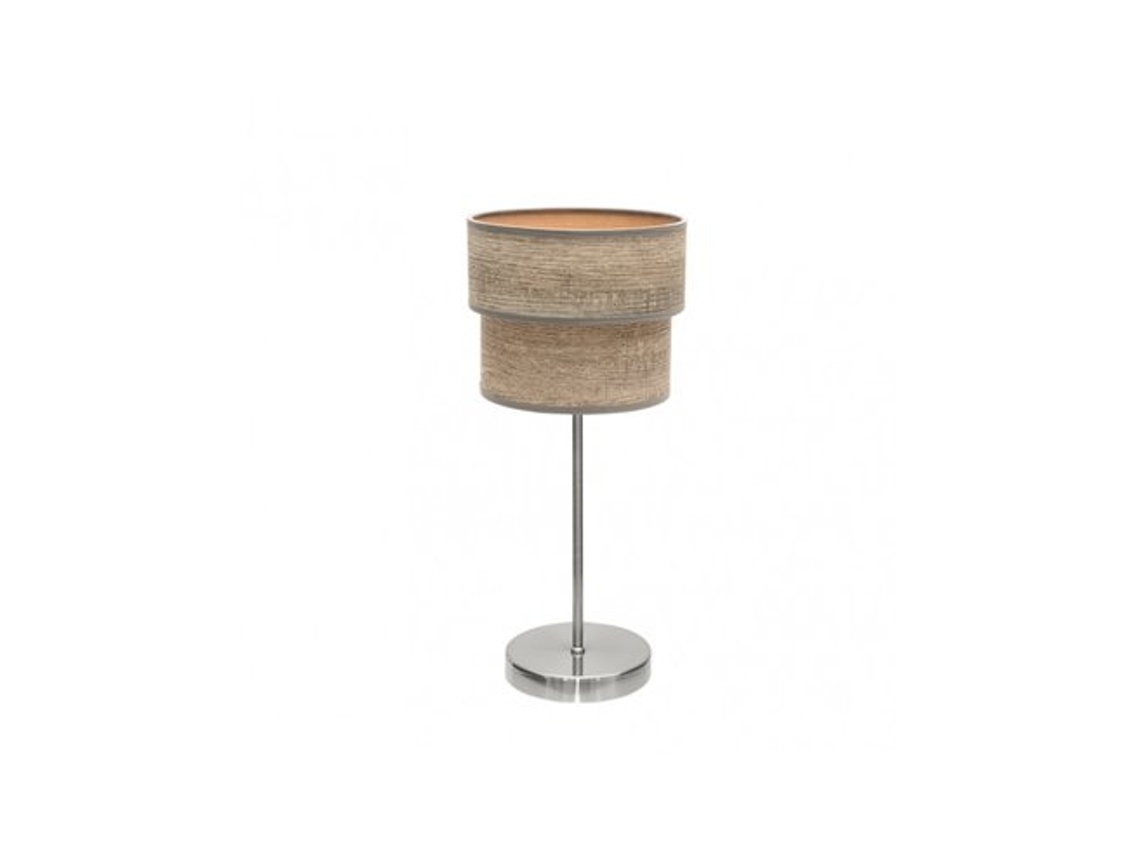 Candeeiro De Mesa Double Smile 1x14 Níquel/madeira Cinzenta 44x18x18 Cm Fabrilamp