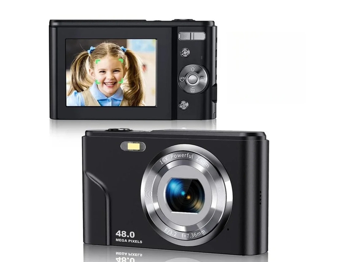 Câmera digital HD Yizhood de 48 MP, portátil, compacta, com tela de 24 polegadas.