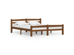 Estrutura De Cama Vidaxl Marrom Madeira (206x166x66 Cm)