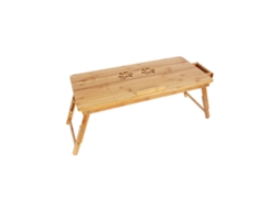 Mesa Auxiliar Plegable Y Regulable De Bambú Natural Para Portátil 30x72x35 Cm - Madera
