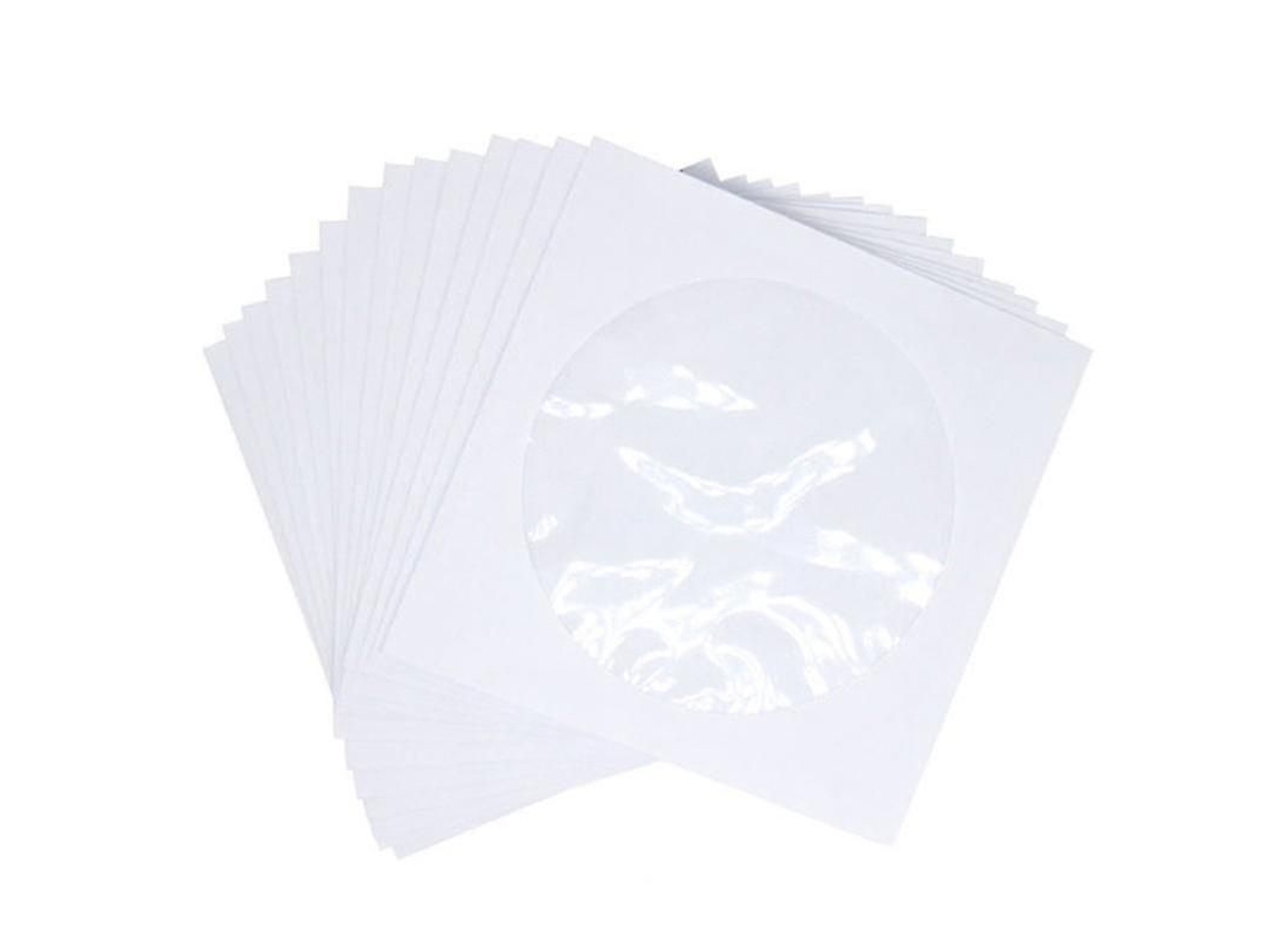 Envelopes De Papel Para Cds/dvds, Com Janela Transparente E Aba Branca, Pacote Com 100