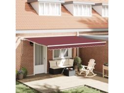 Vidaxl Toldo Retrátil Automático Com Luz Led 450x300 Cm Bordô