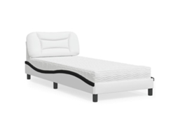 Vidaxl Cama Com Colchão Hvar 90x190 Cm Couro Artificial Preto E Branco