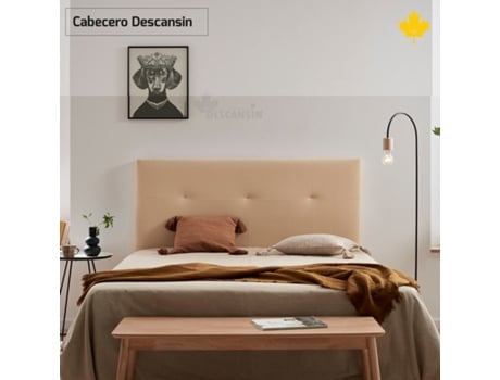 Cabeceira Estofada DESCANSIN Tecido Liso de Couro Sintético (90 cm - Bege)