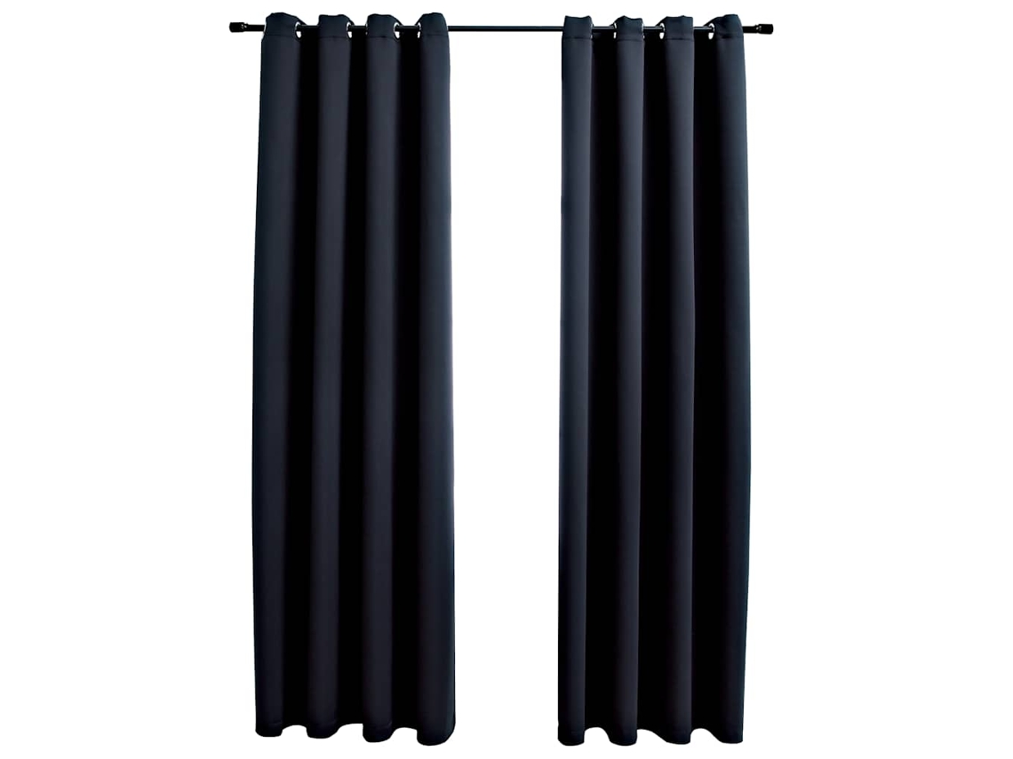 Maison Exclusive - Cortinas Blackout Com Argolas Em Metal 2 Pcs 140x175 Cm Preto