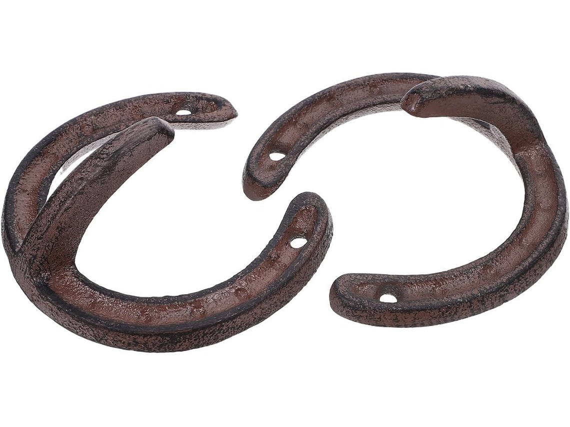 Ganchos De Parede Em Ferro Fundido Formato Ferradura, 2 Peças Ganchos De Ferro Resistentes Para Pendurar Diversos Itens