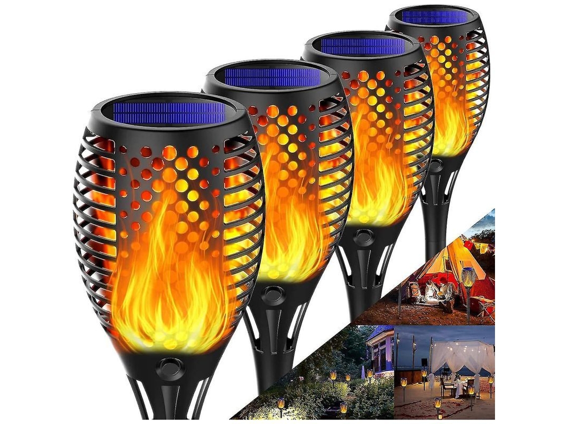 Tocha Solar De Jardin Com Efeito De Chama Impermeável Luz Decorativa Externa Para Jardim Passagem 1 Unidade