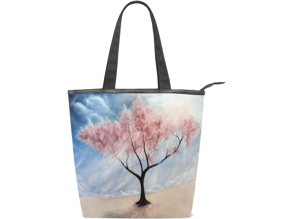 Bolsa de Ombro Grande com Estampa de Árvore POLÍESTER 28x10x34 cm