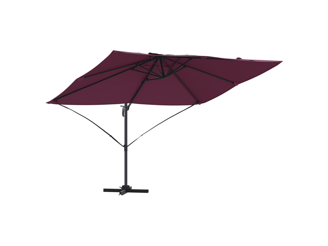 Conjunto 1 Guarda-sol Cantilever Vidaxl Vermelho Poliéster (351 X 250 X 260 Cm)