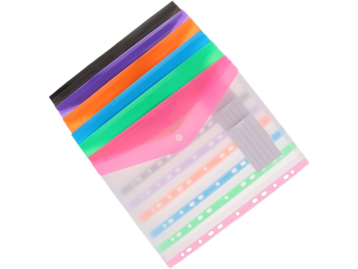 Pastas Transparentes Stobaza Tamanho A4 Com Fecho De Pressão, 6 Unidades, Multicoloridas, Para Arquivamento De Folhas