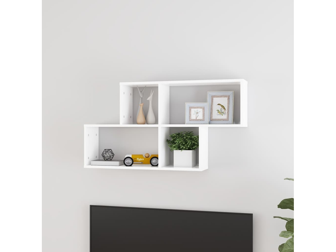 Vidaxl Estante De Parede 100x18x53 Cm Derivados De Madeira Branco