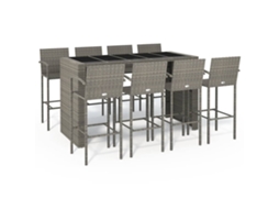 Maison Exclusive - 9 Pcs Conjunto De Bar Para Jardim Vime Pe Cinzento