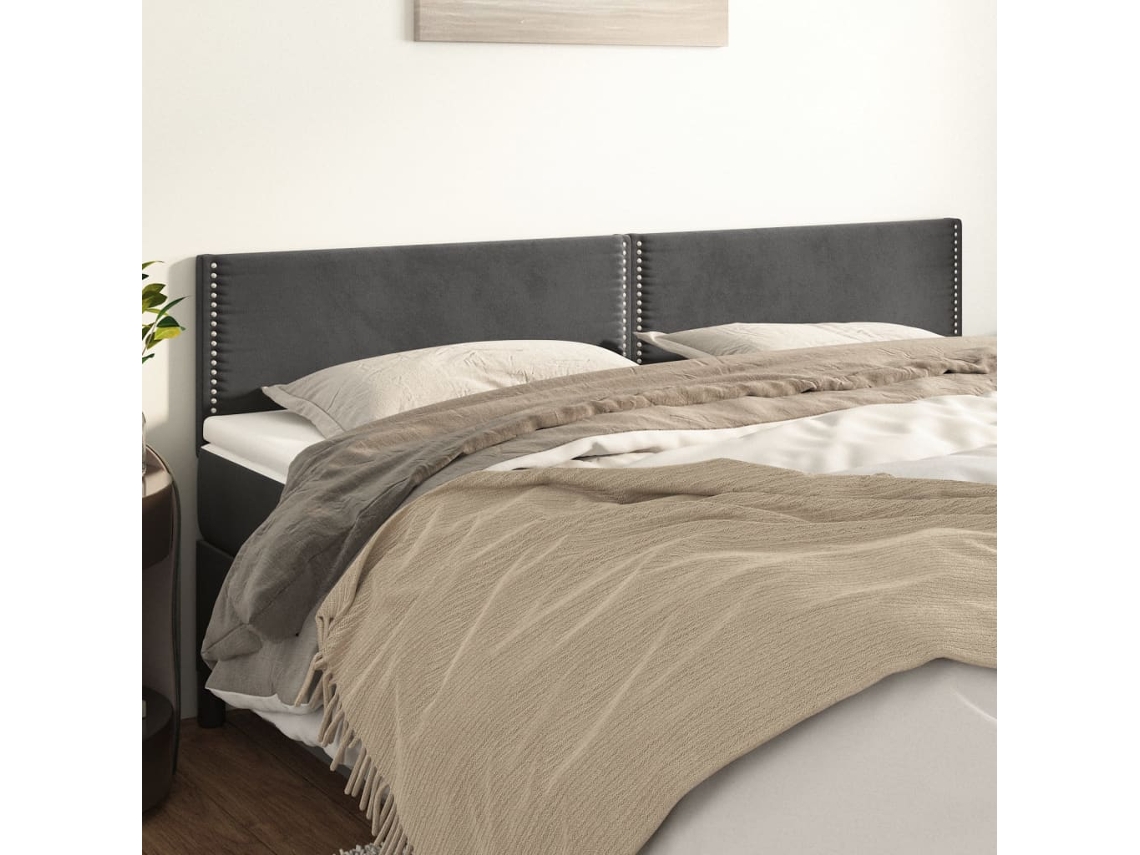 Vidaxl Cabeceiras Cinzento-escuro 200x5x78/88 Cm Veludo