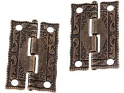 2 Dobradiças Decorativas Em Latão Antigo Para Portas E Gavetas De