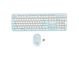 Aetheria conjunto Teclado e Mouse Sem Fio Retro com Teclas Redondas e Mouse Óptico 1600 Dpi para Win/os X