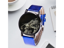 Relógio feminino analógico de quartzo com pulseira de PU, presente moderno para estudantes (azul)