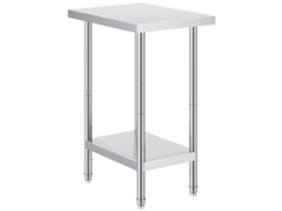 Mesa De Trabalho Inox 61x45,7x86,4cm Com Alturas Ajustáveis E Prateleira Tekmaquinas