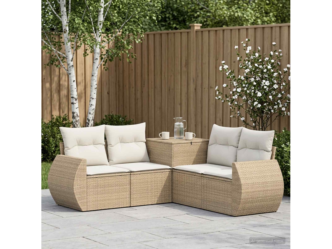 Vidaxl Conjunto De Sofás 5 Unid. Bege E Branco Creme