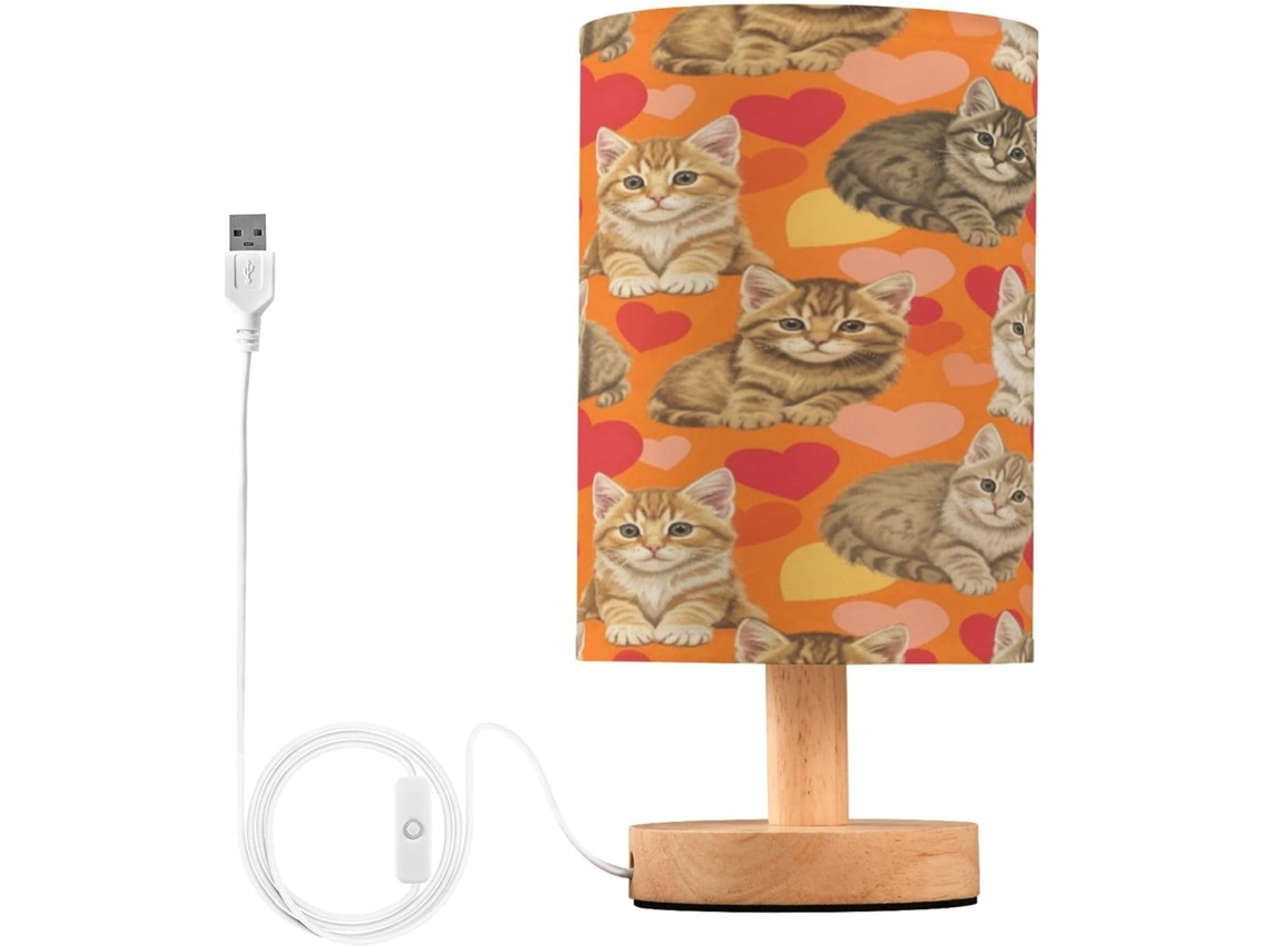 Abajur De Cabeceira Fofo Em Formato Gato Para Quarto, Luminária De Cabeceira Led, Luminária De Leitura Com Portas Usb E