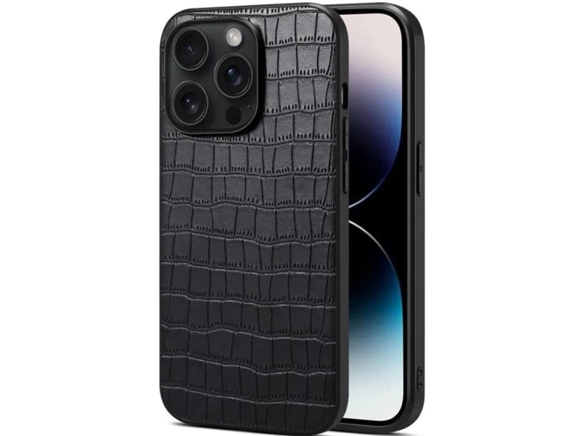 Capa Textura Crocodilo para iPhone 15 VEANXIN Preto