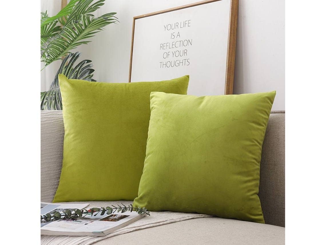 2026 funda de Travesseiro de Veludo Suave e Luxuoso Cor Verde Baunilha 20x20 Polegadas/50x50 Cm Sem Enchimento