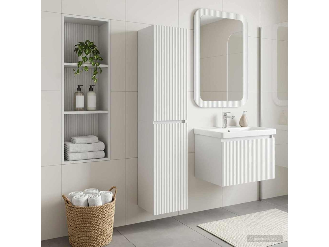 Vidaxl Gabinete De Banheiro Suspenso Branco 33 X 34,5 X 160 Cm