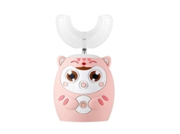 Escova de Dentes Elétrica Sônica Infantil Automática em Formato U com Ponta Silicone e Design Desenho Animado Dentes. GOKOCO