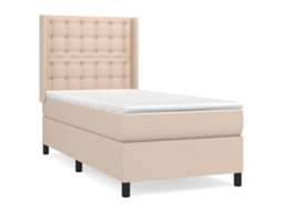 Cama com Molas Couro Artificial Cappuccino MAISON EXCLUSIVE 90x190 cm