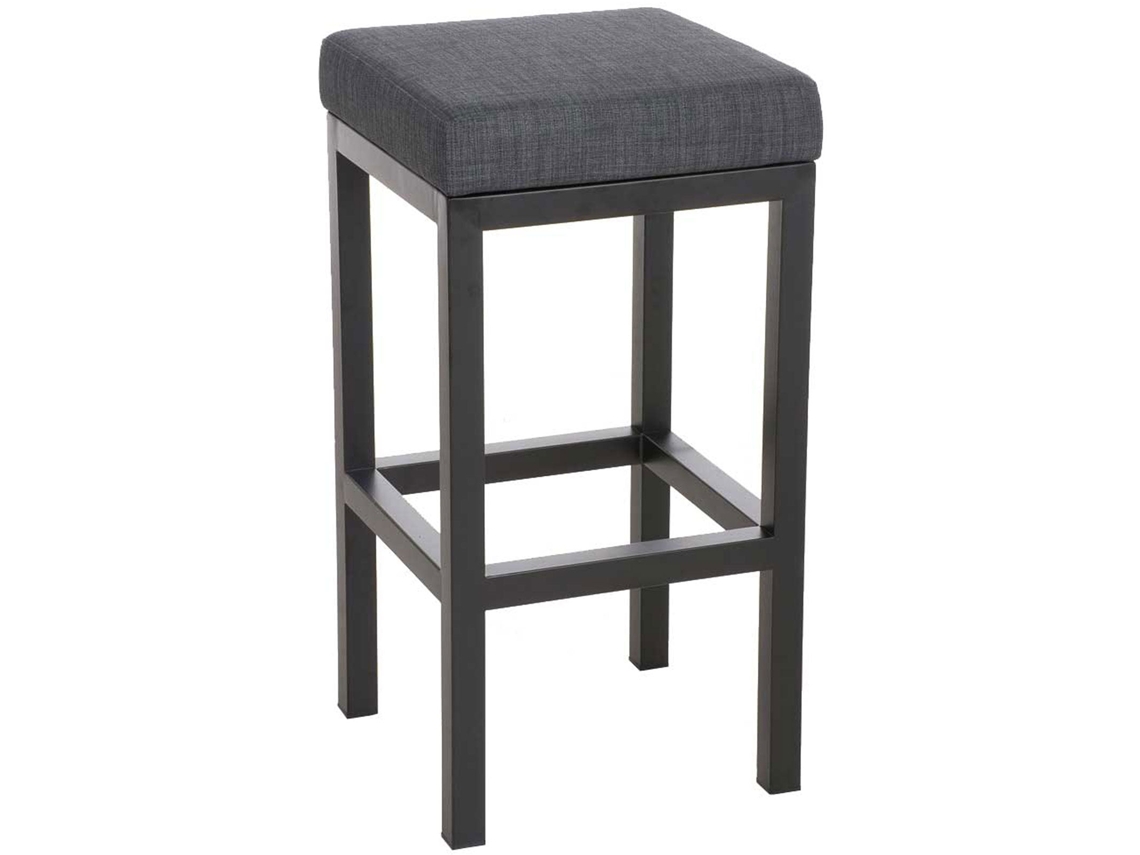 Banqueta de bar X1 com apoio para os pés, design simples, altura do assento de 85 cm, tecido cinza escuro e estrutura de metal preto 10_0005413
