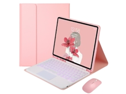 Lurelia Capa Com Teclado Bluetooth Para Samsung Tab S7plus 12.4t970/t975 Teclado Domo Colorido Retroiluminação E Rato, Layout Pt, Rosa