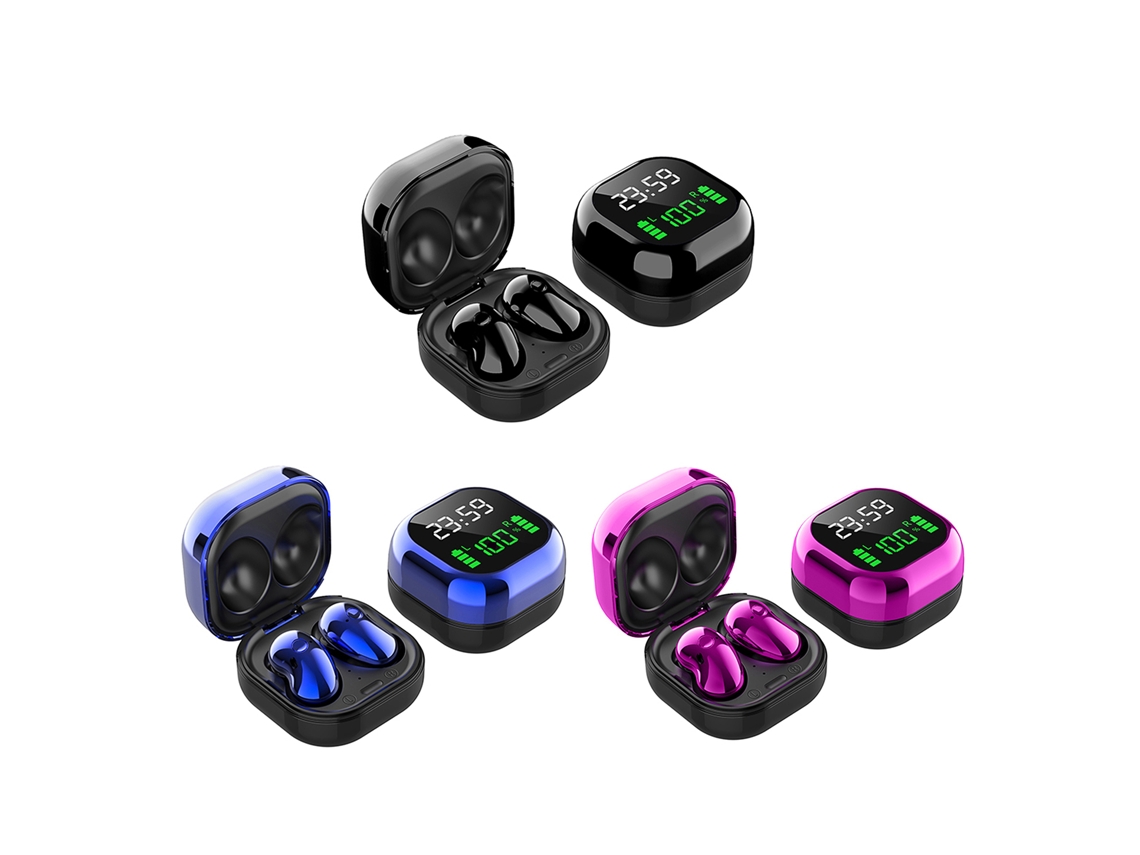 Fones De Ouvido S6 Plus Bluetooth 5.1 Sem Fio Com Microfone Display Digital De Tempo E Bateria Para Esportes E Música