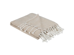 Manta Beige Con Flecos Beliani Tilmi De Algodón Beige 130x160x1
