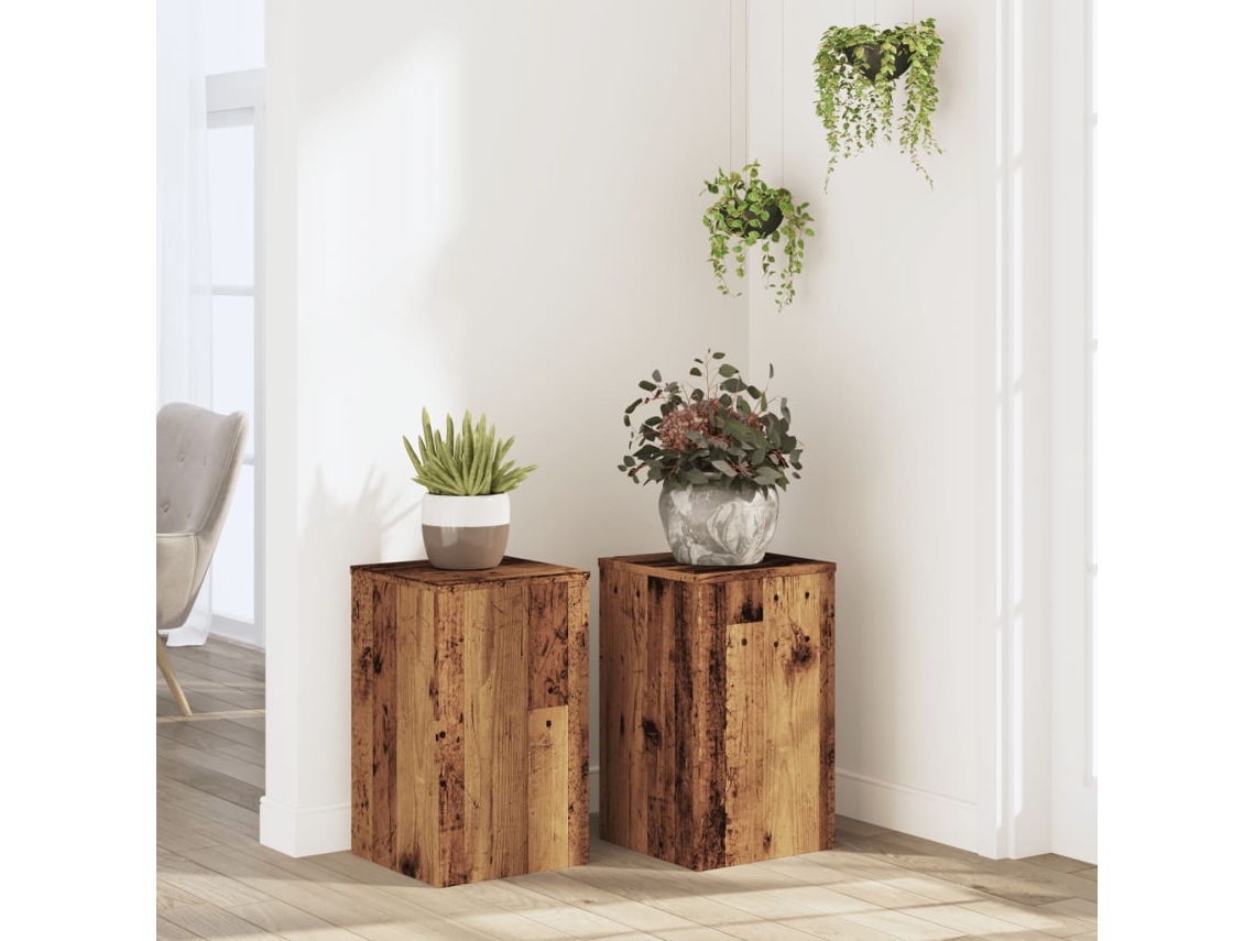 Vidaxl Suportes P/ Plantas 2 Pcs 30x30x50 Cm Derivados De Madeira