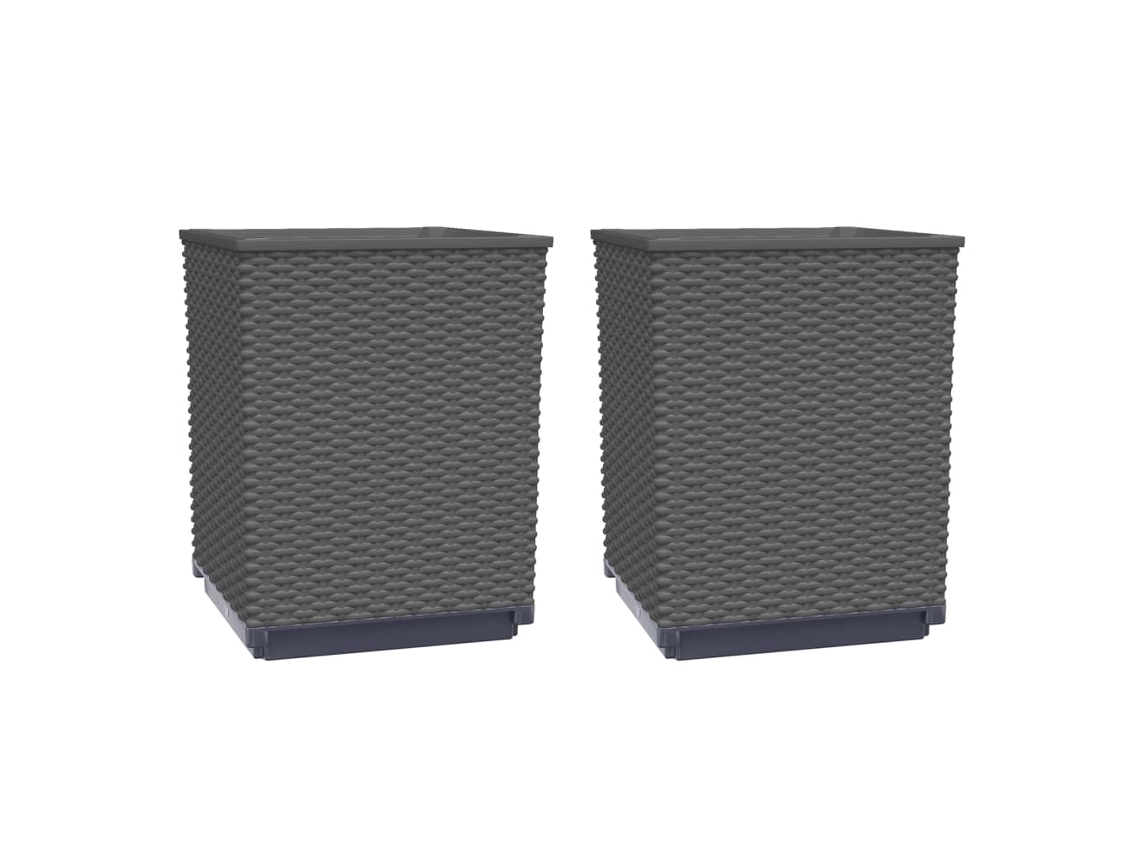 Conjunto 2 Canteiro Vidaxl Preto Polipropileno (30 X 30 X 37 Cm)