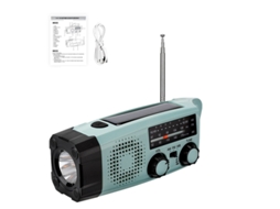 Rádio Portátil De Emergência Fm/am Com Carregamento Solar, Gerador De Manivela, Lanterna Led, Bateria Externa De 2000mah E Alarme Sos.