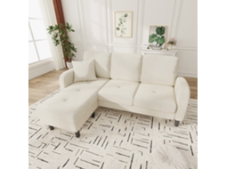 Sofá Em L 166 Cm Com Chaise Longue, Tecido Algodão E Linho Para Sala E Escritório
