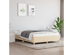 Vidaxl Estrutura De Cama Sem Colchão 140x190 Cm Tecido Cor Creme
