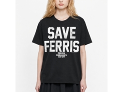 Rockinstone Ferris Bueller's Day Off Save Ferris White Ink Black Adult T-shirt Size:m