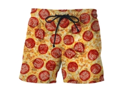 Shorts Masculinos De Verão Com Estampa 3d De Comida, Modelo Casual, Cintura Média E Perna Larga Rosa