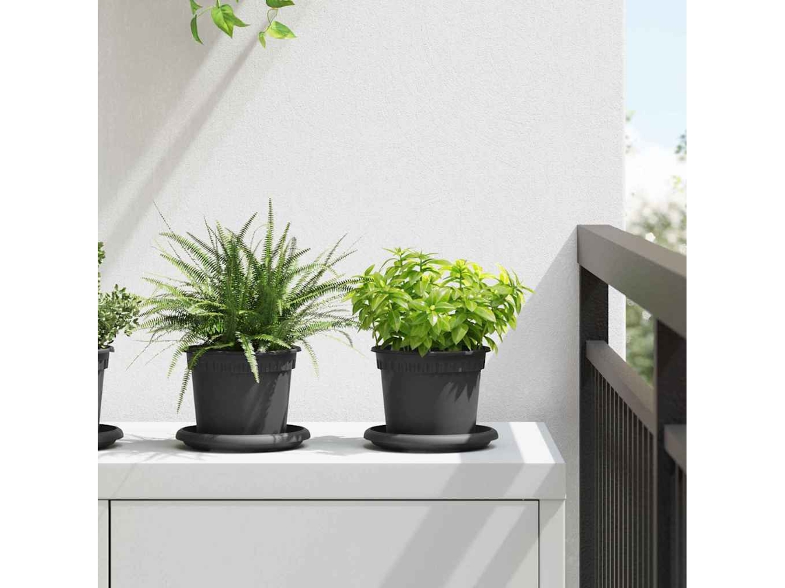 Vidaxl Vaso Redondo Para Flores 24 Unid. Preto Ø 12,5 X 10 Cm Plástico