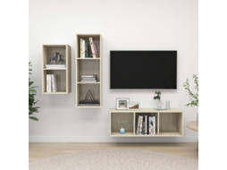 Vidaxl 3 Pcs Conjunto Móveis de Tv Derivados Madeira Carvalho Sonoma